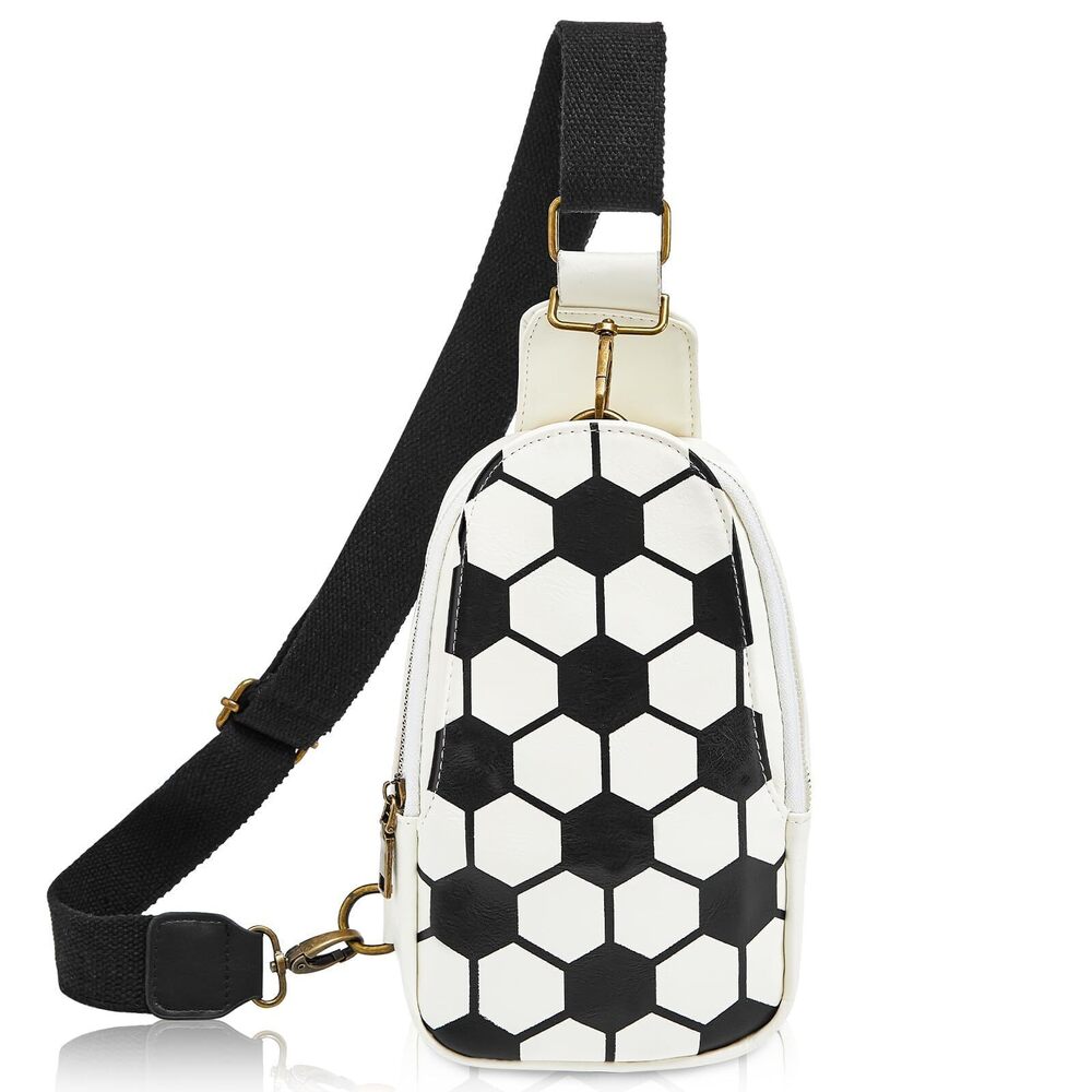 8560 Small Soccer Sling Bag Soccer Purse Trap Crossbody Bag Mom PU Leather